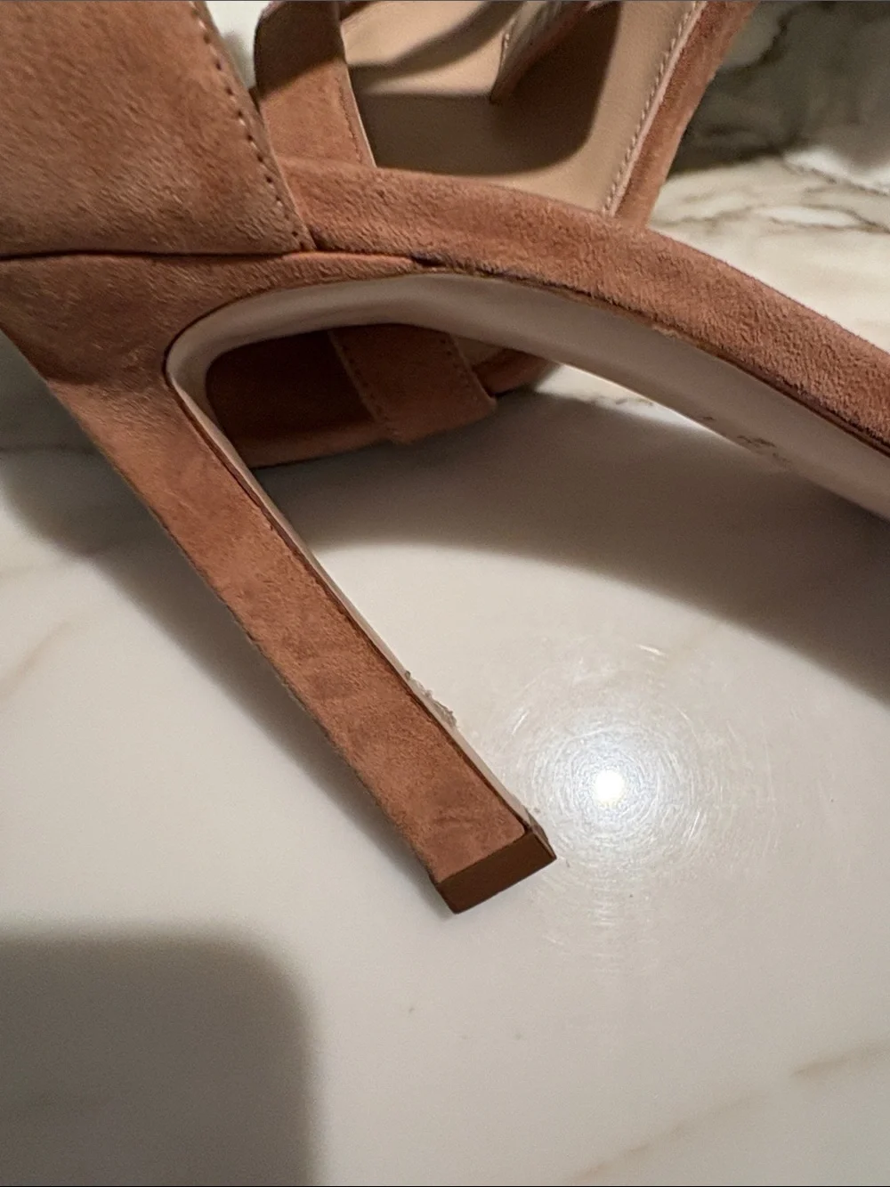 Stuart Weitzman Suede Ankle-Tie Heels in Cognac